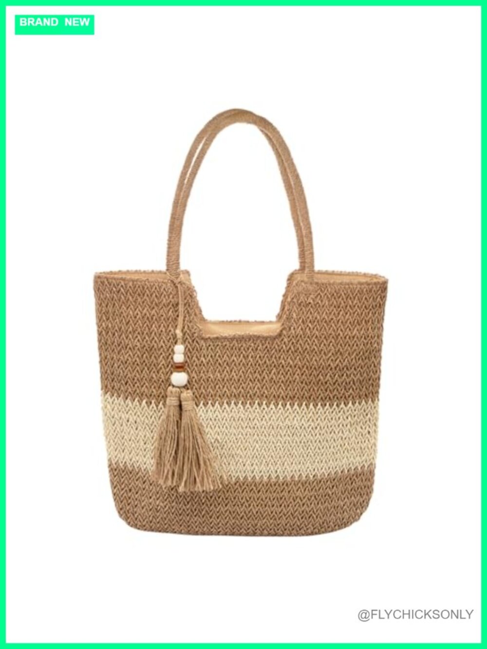 Straw Beach Tote Bag with Zipper - Large Capacity Shoulder Handbag for Travel